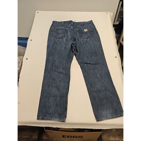 Carhartt Mens Relaxed Fit Work Jeans 100% Cotton Denim Jeans 38x32 (30) Distress - Picture 6 of 6